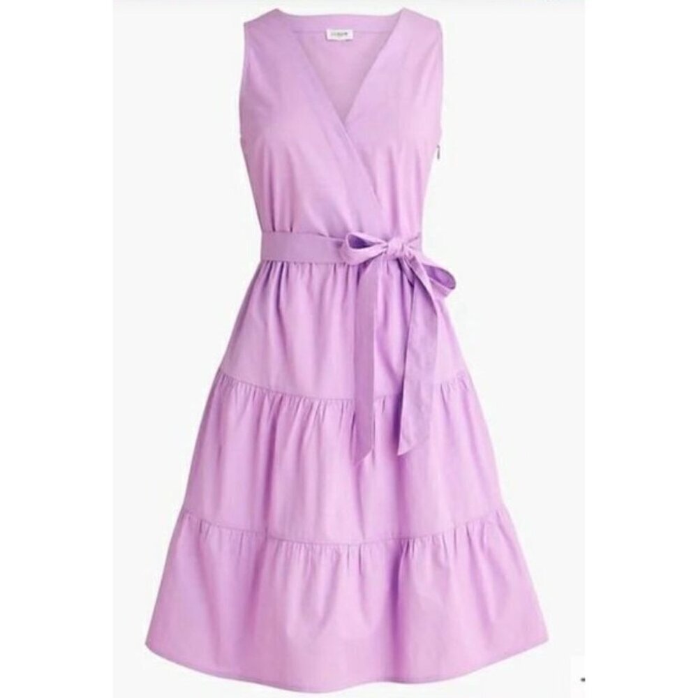 New J.Crew Women's Size 2 Faux Wrap Sleeveless Mini Dress in Bright Lilac Purple